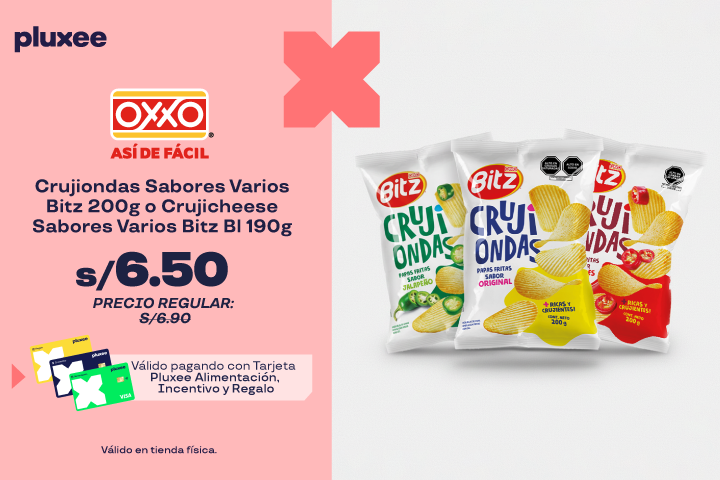 CRUJIONDAS SABORES VARIOS BITZ 200G O CRUJICHEESE SABORES VARIOS BITZ BL 190G A S/6.50.PRECIO REGULAR:S/6.90